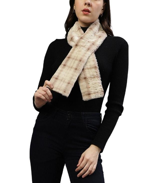 Iconic Beige, Off & White Fashion Checked Scarf (One Size)