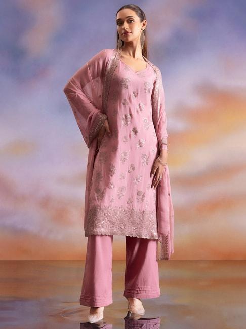 Soch Pink Embellished Unstitched Dress Material
