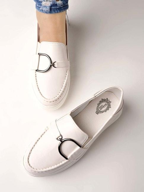 Shoetopia Kids White Casual Loafers