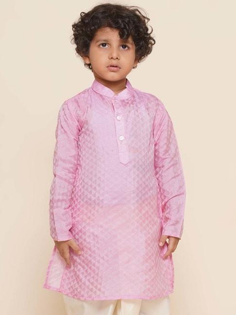 Sethukrishna Kids Pink Printed Full Sleeves Kurta