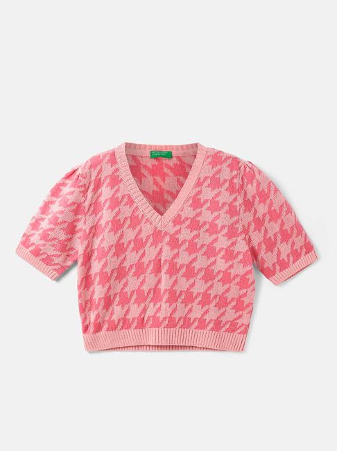 united-colors-of-benetton-kids-pink-self-design-sweater