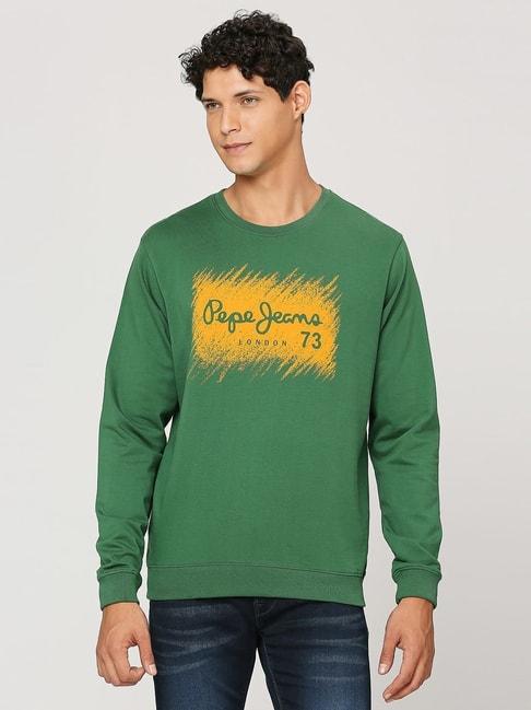 pepe-jeans-green-cotton-regular-fit-printed-sweatshirt