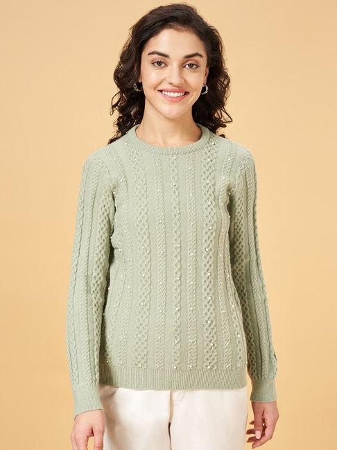 Honey by Pantaloons Green Crochet Pattern Sweater