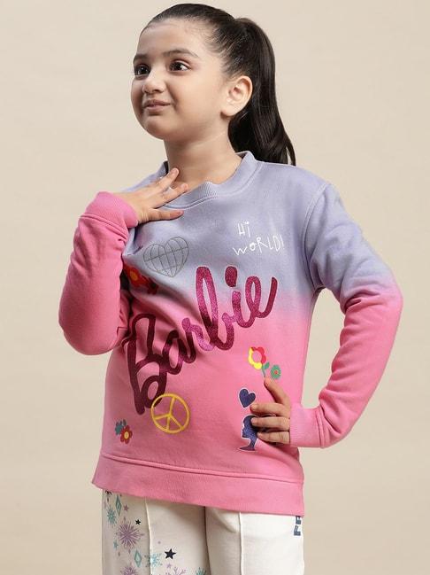 Kidsville Barbie Printed Multicolor Sweatshirt For Girls