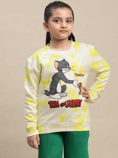 Kidsville Tom & Jerry Printed Yellow Sweatshirt For Girls