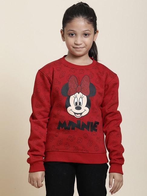 Kidsville Mickey & Friends Printed Red Sweatshirt For Girls