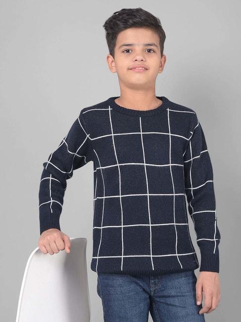crimsoune-club-kids-navy-chequered-full-sleeves-sweater