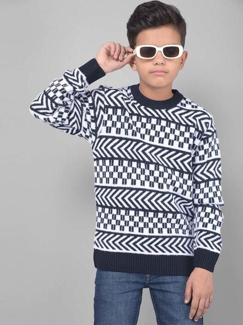 crimsoune-club-kids-navy-&-white-printed-full-sleeves-sweater