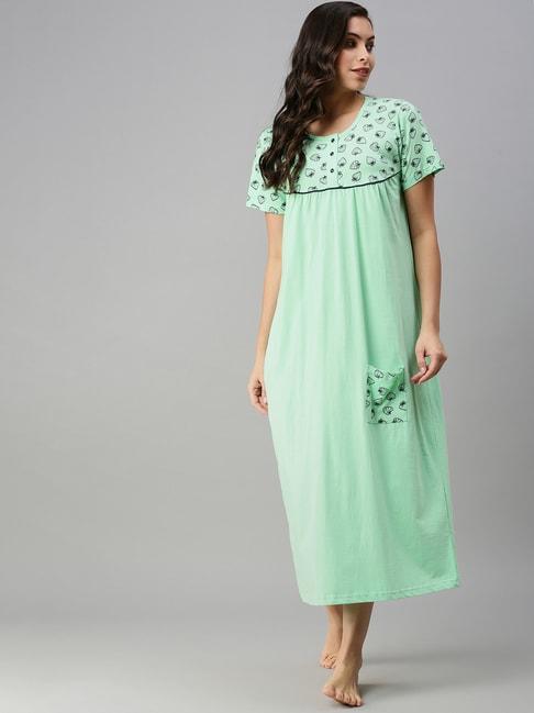 kryptic-mint-green-printed-night-dress