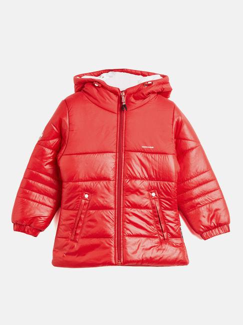 Okane Kids Red Solid Full Sleeves Bomber Jacket