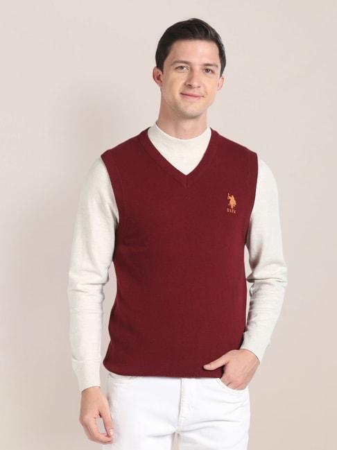 U.S. Polo Assn. Maroon Regular Fit Sweater