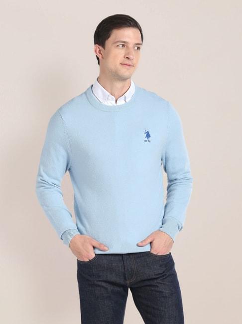 U.S. Polo Assn. Sky Blue Regular Fit Sweater