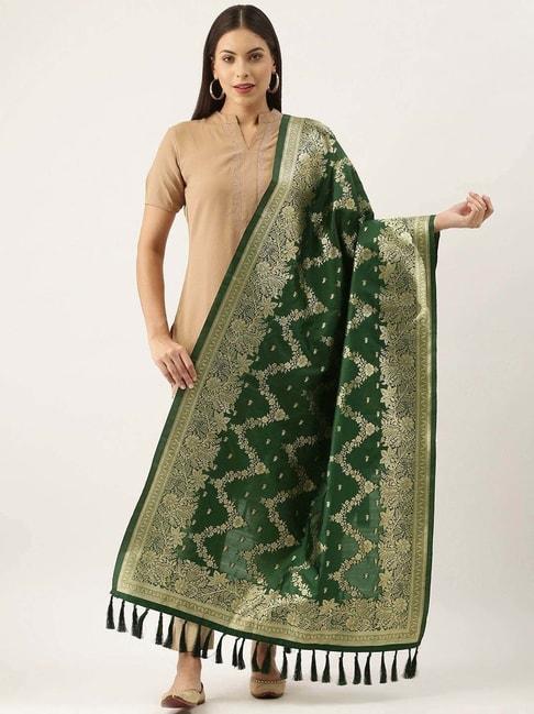 Silk Land Green Woven Pattern Dupatta