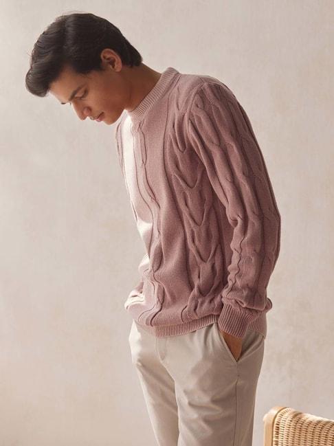 andamen-pink-regular-fit-self-design-sweater