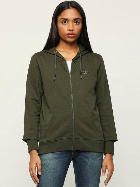 pepe-jeans-green-cotton-logo-print-sweatshirt