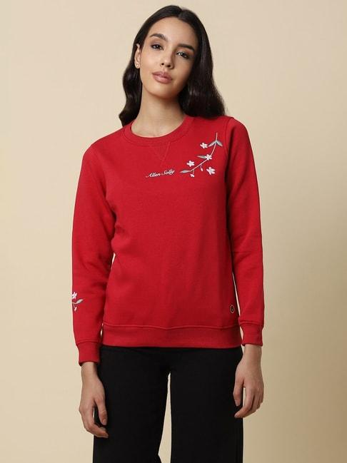 Allen Solly Red Embroidered Sweatshirt