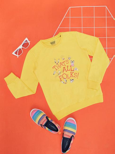 YU by Pantaloons Kids Yellow Printed Full Sleeves Sweatshirt