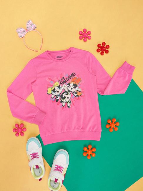 YU by Pantaloons Kids Pink Printed Full Sleeves Sweatshirt