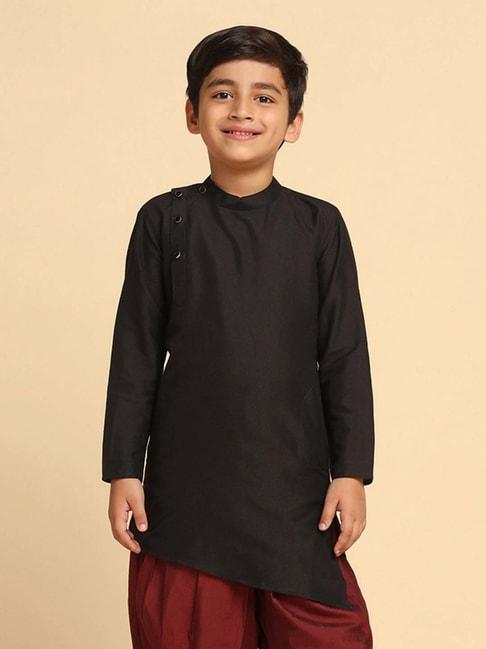KISAH Kids Black Cotton Regular Fit Full Sleeves Kurta