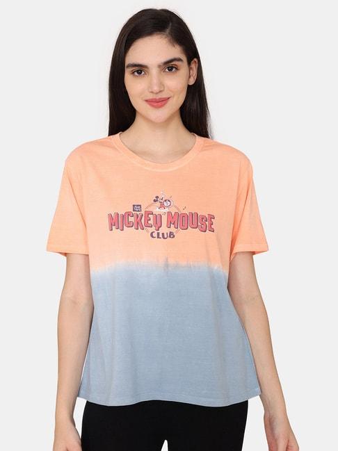 zivame-blue-&-peach-printed-t-shirt