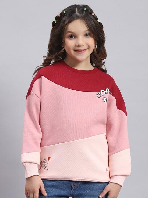 Monte Carlo Kids Pink Printed Full Sleeves Sweatshirt