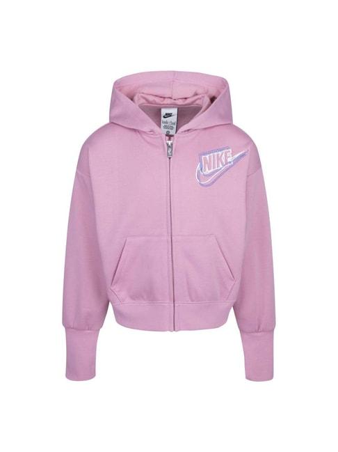Nike Kids Pink Embroidered Full Sleeves Sweatshirt