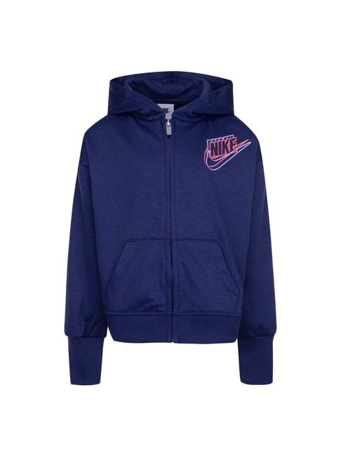 Nike Kids Navy Embroidered Full Sleeves Sweatshirt