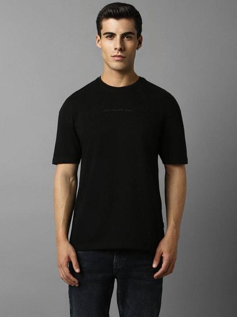 Louis Philippe Jeans Black Cotton Regular Fit T-Shirt