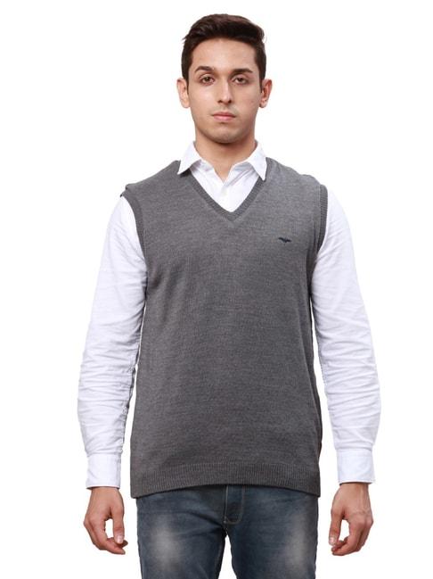 Park Avenue Grey Regular Fit Sweater