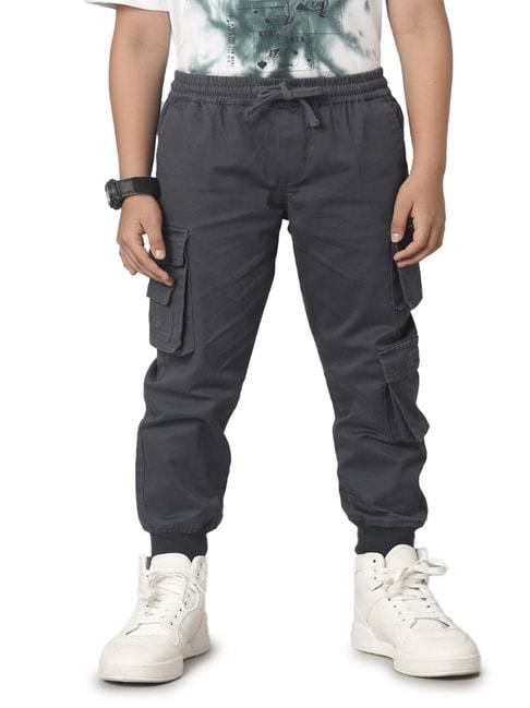 Under Fourteen Only Kids Grey Solid Cargo Pants