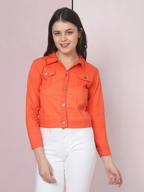 BUYNEWTREND Orange Regular Fit Jacket