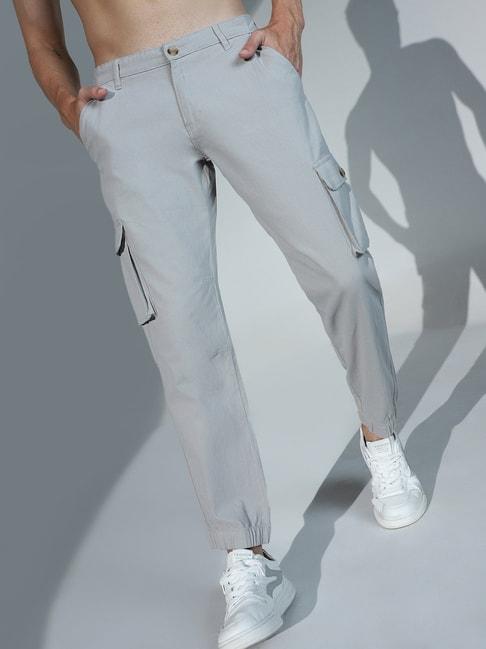 Hubberholme Grey Cotton Regular Fit Jogger Pants