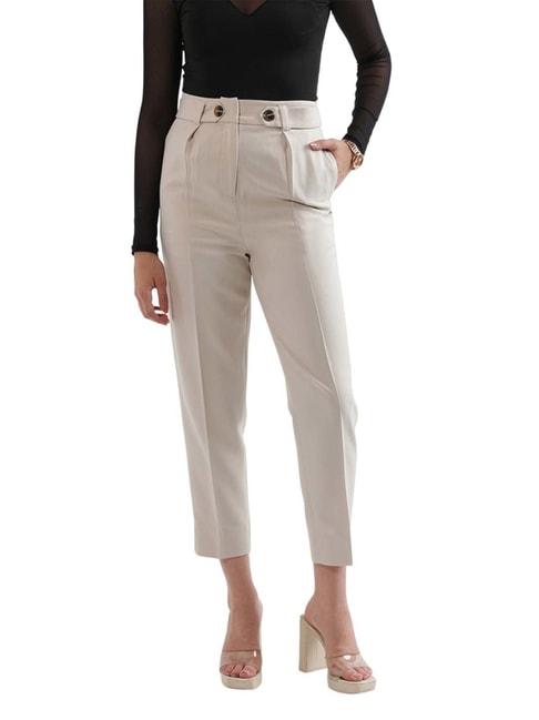 Elle Off-White High Rise Trousers