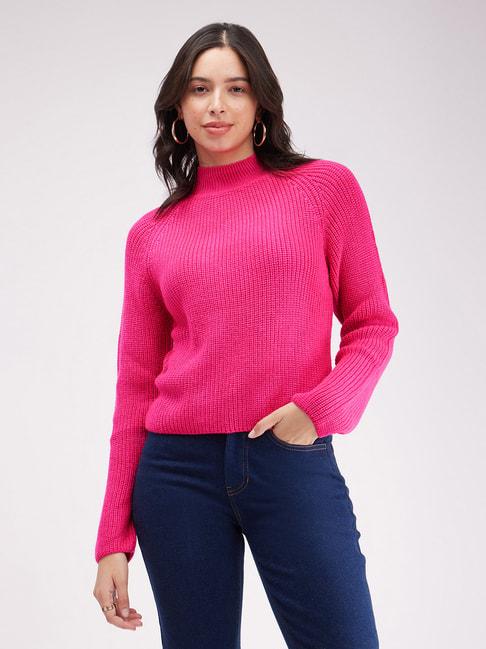fablestreet-fuchsia-self-design-sweater