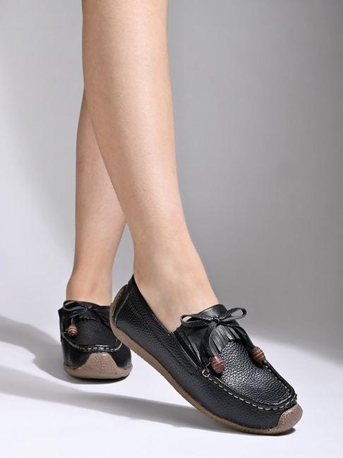 Shoetopia Women's Black Casual Loafers