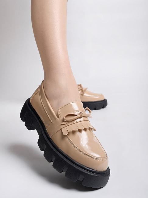 Shoetopia Women's Beige Casual Loafers
