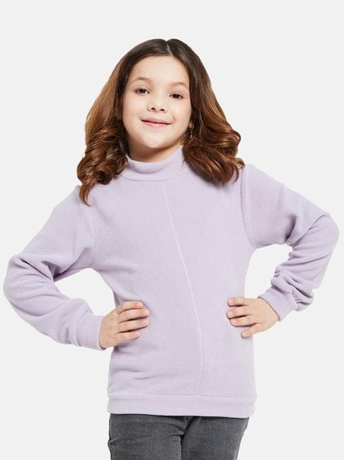 METTLE Kids Lavender Solid Full Sleeves Sweatshirt