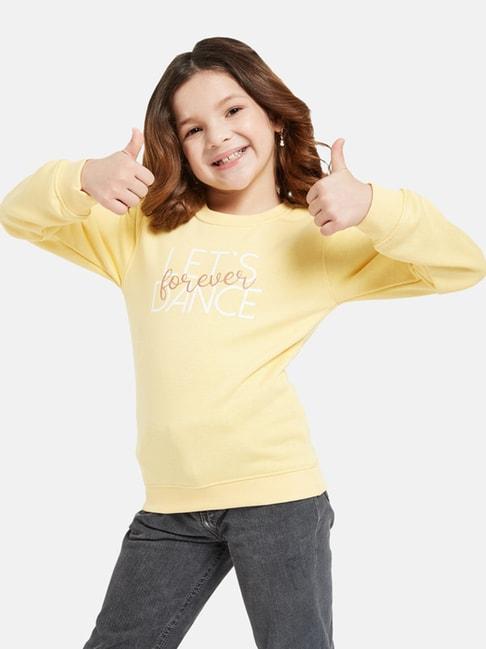 METTLE Kids Yellow Printed Full Sleeves Sweatshirt