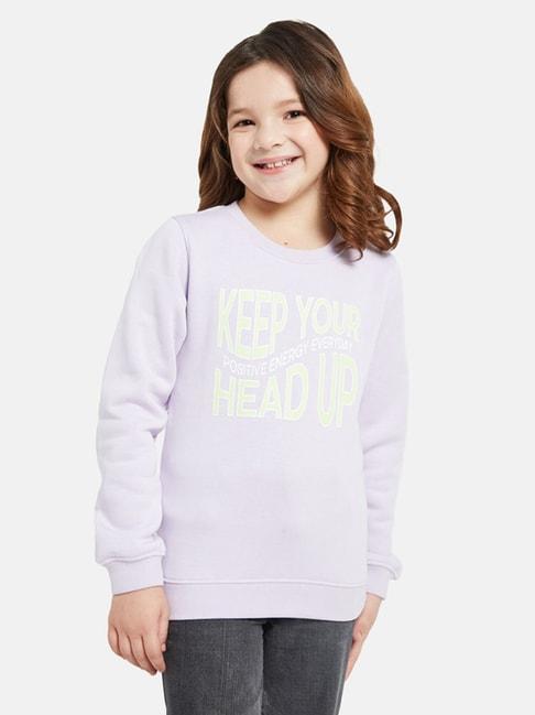 METTLE Kids Lavender Printed Full Sleeves Sweatshirt