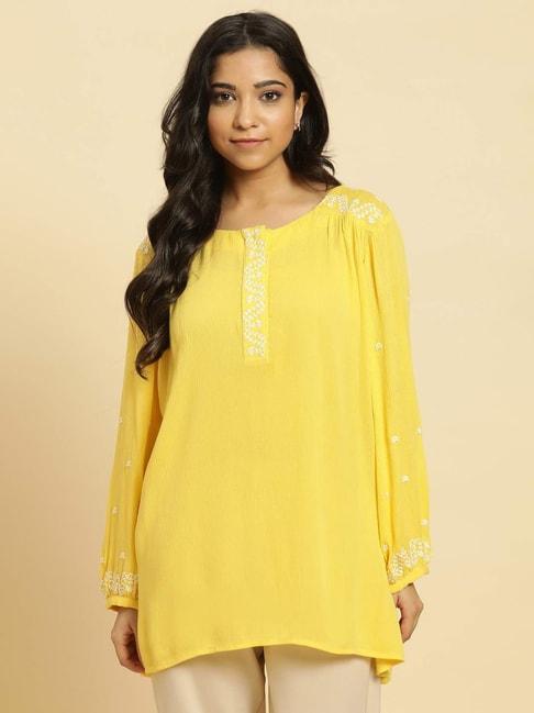 w-yellow-embroidered-top
