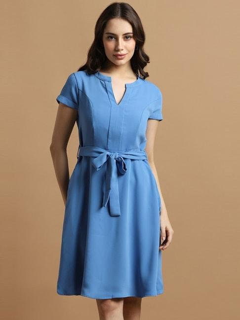 allen-solly-blue-a-line-dress