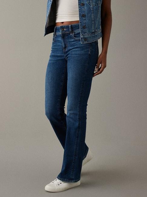 American Eagle Outfitters Denim Blue Cotton Mid Rise Bootcut Jeans