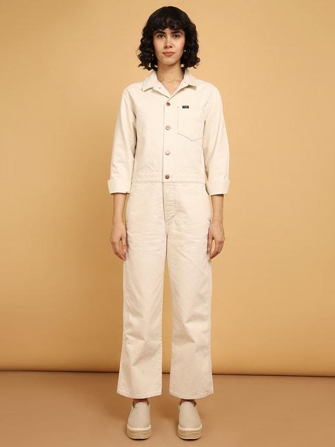 wrangler-off-white-cotton-jumpsuit