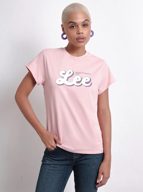 Lee Light Pink Cotton Logo T-Shirt