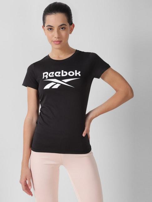 Reebok Black Logo Print Sports T-Shirt