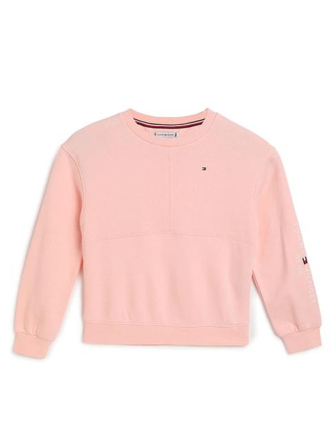 Tommy Hilfiger Pink Navy Solid Full Sleeves Sweatshirt