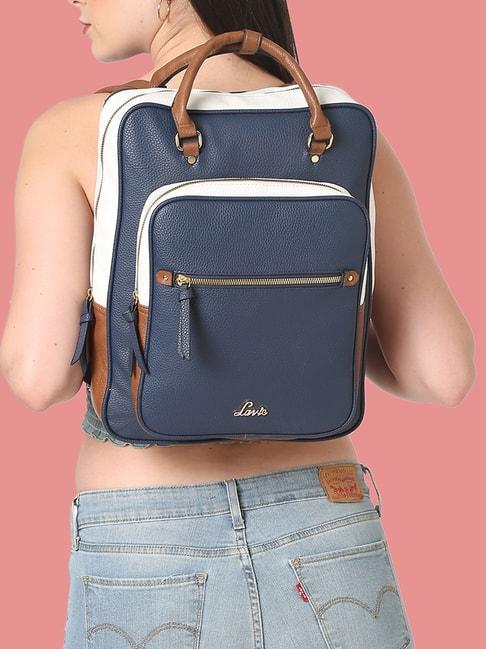 Lavie Harris Navy Synthetic Solid Laptop Backpack