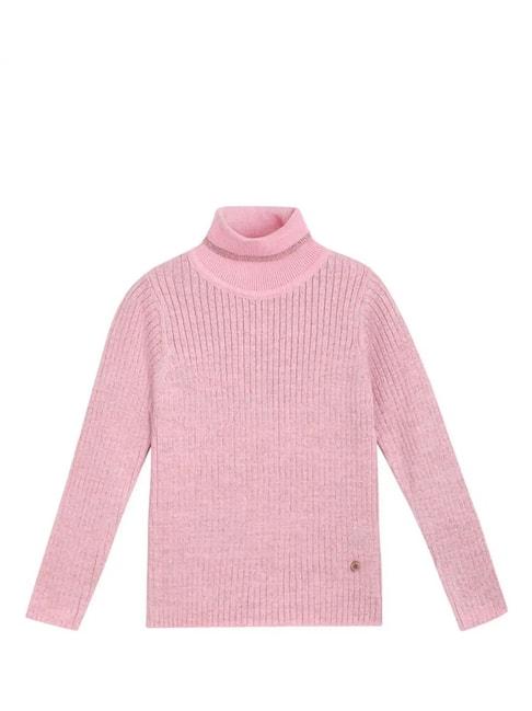 Elle Kids Pink Solid Full Sleeves Sweater