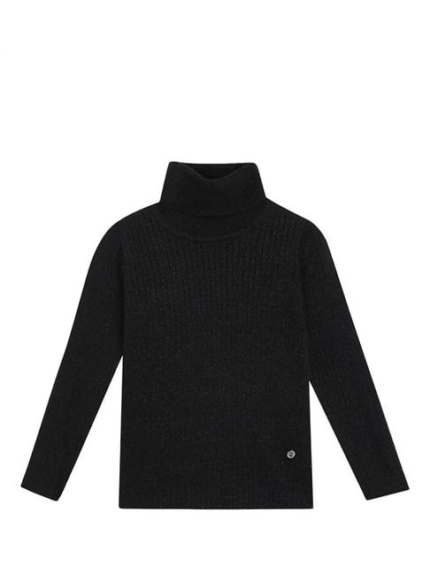Elle Kids Black Solid Full Sleeves Sweater