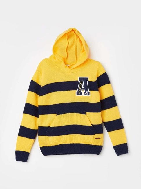 Fame Forever by Lifestyle Kids Yellow & Navy Striped Full Sleeves Sweater